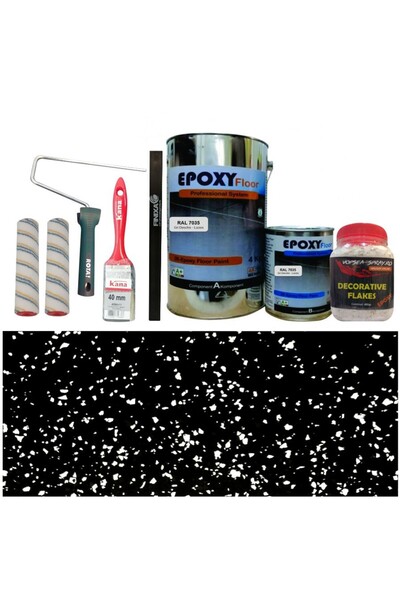 OEM Kit Complet Vopsea Epoxidica Neagra RAL 9005-Chipsuri Albe