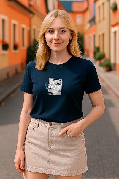 HUBERYWEAR Tricou de damă cu imprimeu portret de fată, croială confortabilă -...