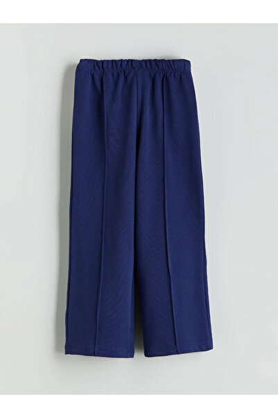 LC Waikiki Lcw Kids Navy Blue Baby Collar Girl's Sweatshirt and Sweatpants