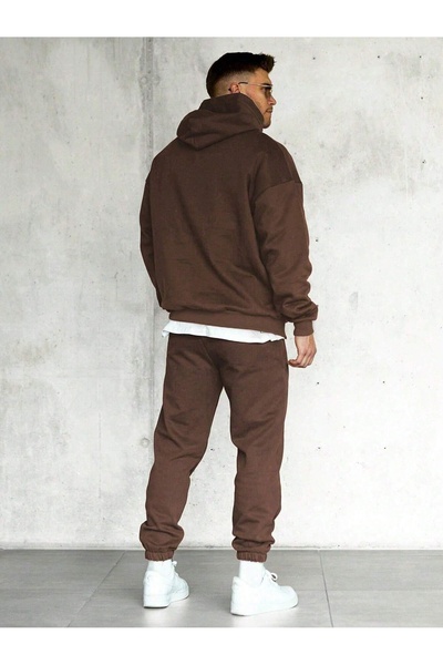 darkopia Σετ αθλητικών φούτερ Unisex Ανδρικά Γυναικεία χωρίς στάμπα Basic Oversize 3 νημάτων με κουκούλα