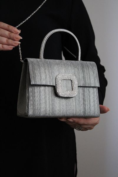 Mimoza Women's Evening Dress Bag - Evening Dress Bag with Crystal Stone Buckle
