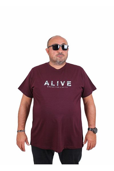 MocGrande Men's Plus Size Crew Neck T-Shirt Alive 25187 Murdum