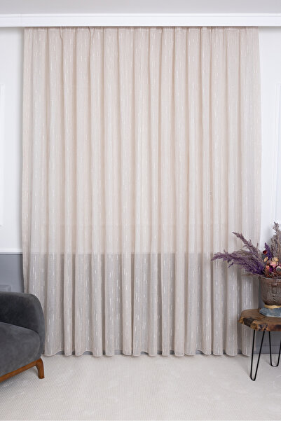 Payidar Keten Deniz Gri 1/3 Sık Pileli Ütü İstemez Kırışmaz Yeni Sezon Salon Oda Tül Perdesi