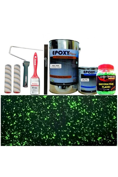 OEM Kit Complet Vopsea Epoxidica Neagra RAL 9005-Chipsuri Verzi