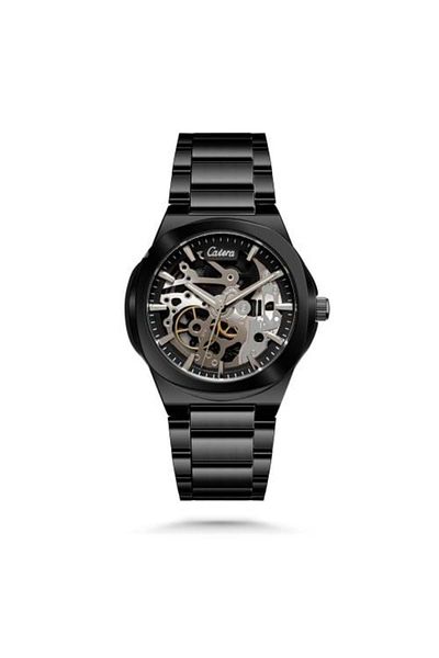 catera Men's Black Open Dial Watch