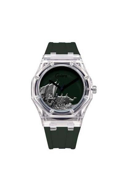 catera Men's watch, transparent, olive green