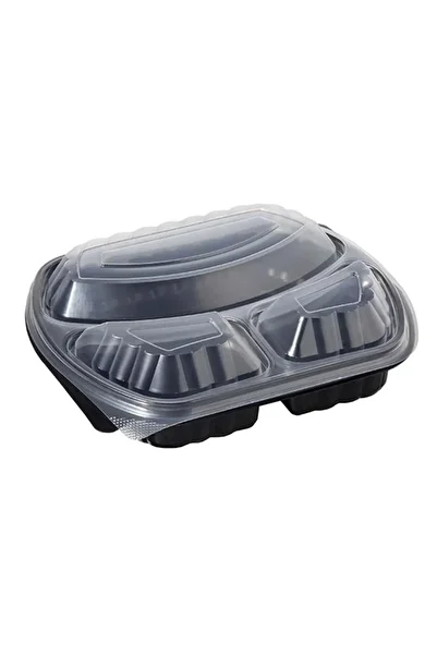 ayliz plast&ambalaj 100Pcs 3 Compartment Lid Heat Resistant Food Container – Disposable Food Container Microwave Safe