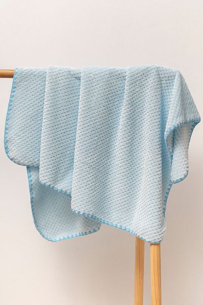 MAHFEL 100% Polar Jacquard Patterned 1St Class Baby & Kids Blanket Blue