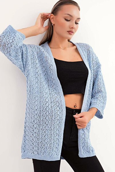 Ottawe Regular Fit Çeyrek Kollu Düşük Omuz Ajur Delikli V Yakalı Casual Kapam...