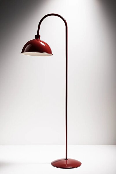 Genel Markalar Bordo Lambader Hareketli Başlık Modern Dekoratif Metal Oturma Odası Çalışma Odası Zemin Lambası