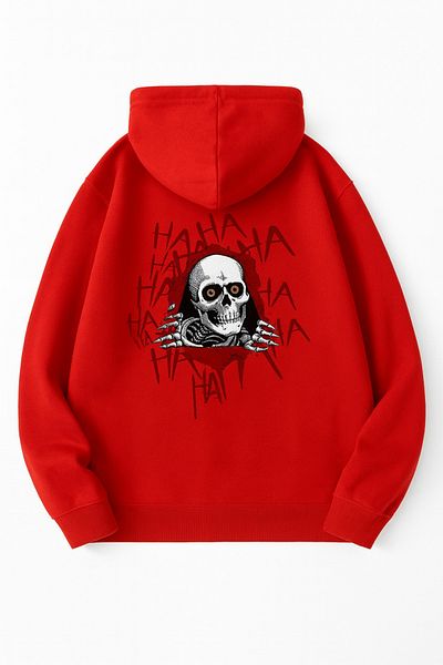CLASSY.MODA Skull and Laughter Pattern Hooded Sweatshirt
