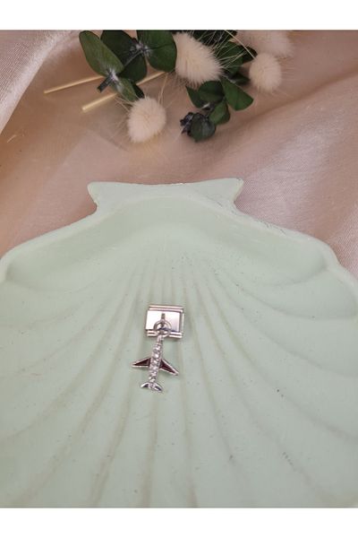 ZEYM COLLECTION "Steel Airplane Figured Zircon Stone Charm – Bracelet and Necklace Compatible"
