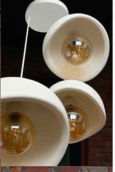 DNRYSL Beton Görünümlü İskandinav Bohem Tarz 3’lü Sarkıt Avize, Modern Minimal Tasarım, Rustik Ampul Dahil