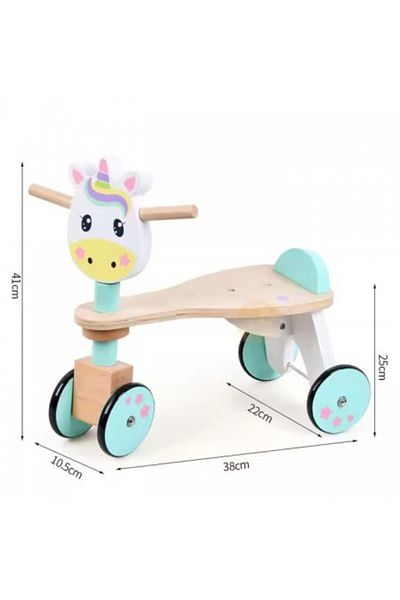Kardett Wooden Bike for Kids – Ride-On with 4 Wheels, Unicorn Model, Balance Toy, 2-4