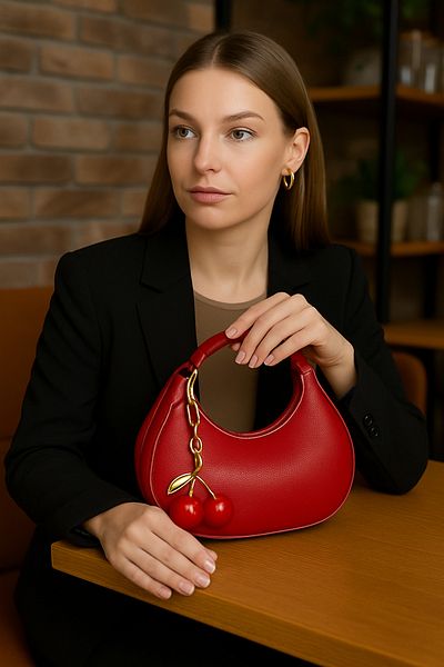 Handley Cherry Charm Detailed Shoulder Bag Mini Stylish Model