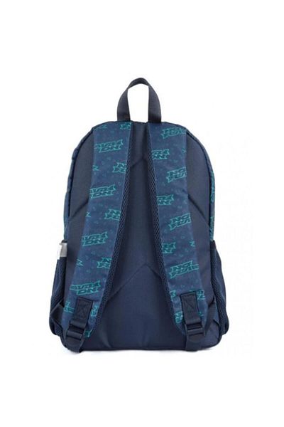 No Fear I Chose I Bought School Bag 03530 Dark Blue Green Printed Double Compartment