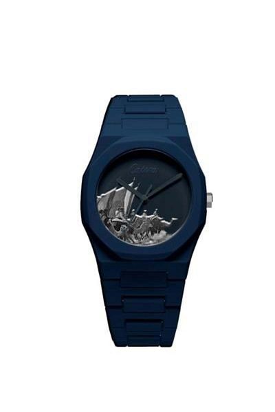 catera Men's Navy Blue Carbon Fiber Watch