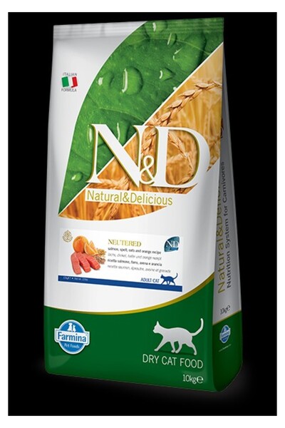 N&D Düşük Tahıllı Somonlu Kısırlaştırılmış Kedi Maması 10 kg