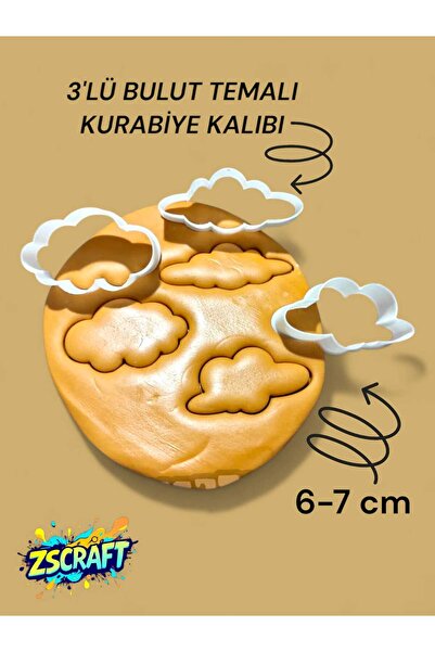 zscraft 3'lü Bulut Hamur Şekillendirici / Kurabiye Kalıbı /