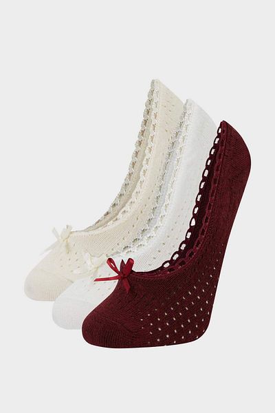 DeFacto Women's Invisible 3-Piece Cotton Ballerina Socks Z9631Azns