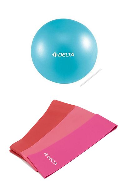 Delta 3 Pieces Pilates Band 3 Resistance Bands in Different Resistances, 20 cm Mini Balance Exercise Pilates Ball Set