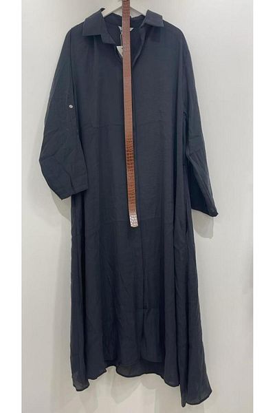 Betimoda Women's Modal Long Shirt Dress Black