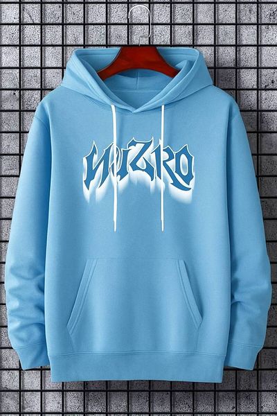 CLASSY.MODA Graffiti Text Printed Hooded Sweatshirt