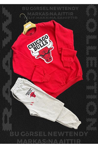 Minikelya Chigago Bulls Crewneck - Shorts Fan Cotton 2 Yarn Set