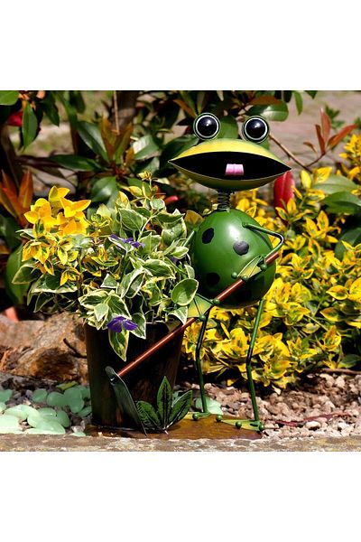 Mercaton Garden decoration, metal, frog with bucket, 23x16x33 cm