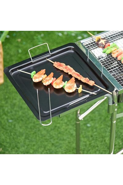 Mercaton Garden/camping charcoal barbecue, portable, rectangular grill, with spice rack, structure and