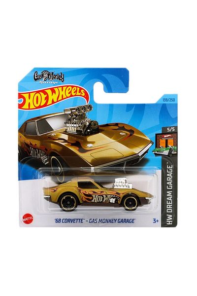 HOT WHEELS Masinuta metalica Hot Wheels, 68 Corvette Gas Monkey Garage 1:64, Auriu