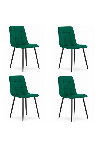 Mercaton Set of 4 kitchen/living room chairs, Mercaton, Kara, velvet, metal, green and black, 44.550.587 cm