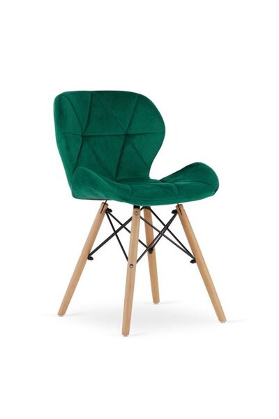 Mercaton Scaun stil scandinav, Mercaton, Lago, catifea, lemn, verde, 48x43x74 cm