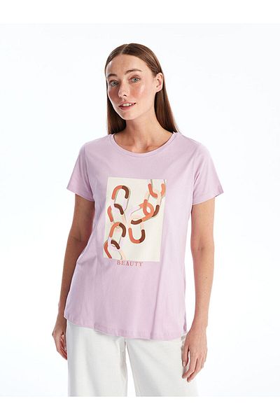 LC Waikiki New Season Crew Neck Printed Short Sleeve Women's T-Shirt - S4Nc10Z8
