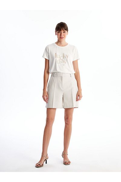 LC Waikiki New Season Crew Neck Printed Short Sleeve Women's T-Shirt - S4Nb34Z8