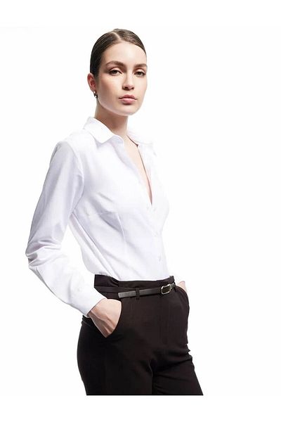 Koton Regular Fit Classic Collar White Women's Shirt 6Wak60035Uw