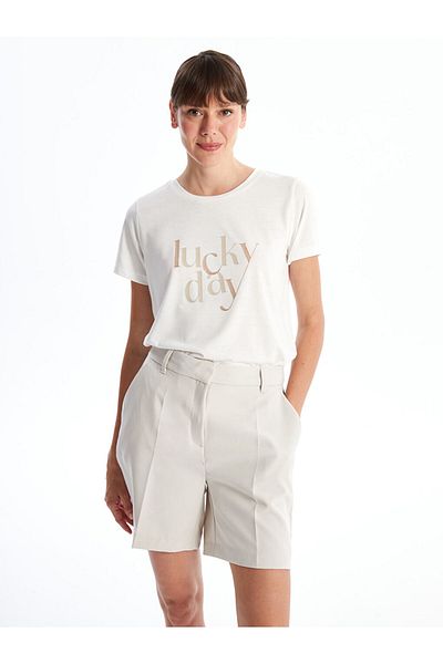 LC Waikiki New Season Crew Neck Printed Short Sleeve Women's T-Shirt - S4Nb34Z8