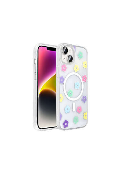 Nezih Case Apple iPhone 13 Kılıf Magsafe Şarj Özellikli Şeffaf Figürlü Sert K...