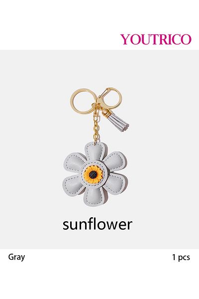 Youtrico 1pcs Leather Sunflower Cute Cartoon Bag Charm, Keychain