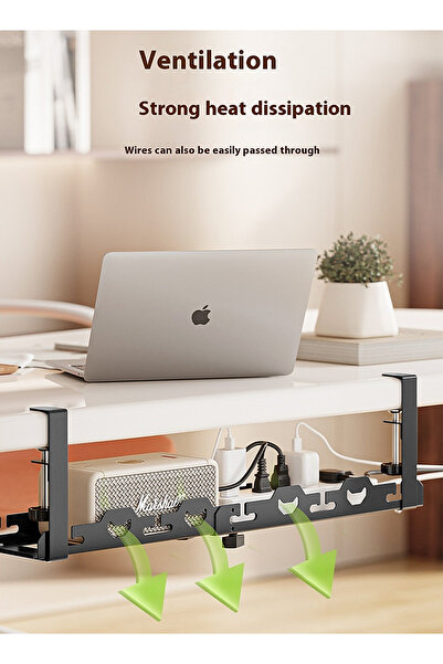 KidLe Cable Management Under Desk No Drill Under Desk Cable Management Tray -Sturdy Steel