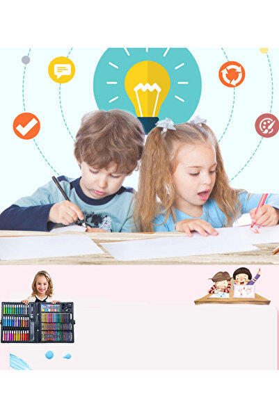 KidLe 150pcs Art Drawing Set Children's Painting Watercolor Pen Wax Crayon Oil Pastel Drawing Pencils