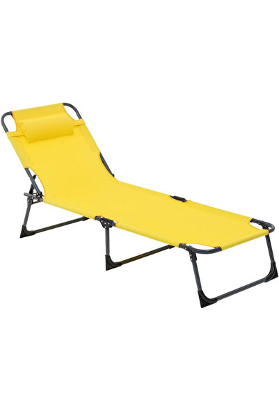5FiveSmart 5Five Beach Chair, metal frame, compact folding, 173x56x27 cm, yellow
