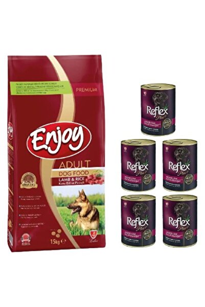 Reflex Enjoy Kuzu Etli Köpek Maması 15 kg + 5 Adet Plus Konserve Köpek Mama 400 gr