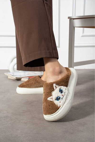 STOCON Women's Indoor Slippers with Cat Figure Plush Indoor Slippers Do Not Make Sound Sole Warm Stylish Design Stc1136