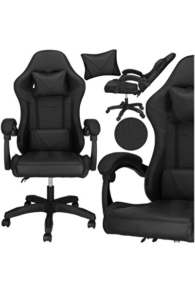 Optim Solution Scaun de birou gaming, ergonomic, cu suport lombar și tetieră, 114-123x55x50 cm, negru