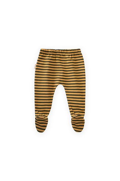 Cigit Footed Baby Pants 0-6 Months Mustard Khaki Striped