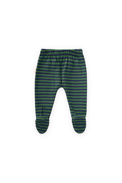 Cigit Footed Baby Pants 0-6 Months Khaki Navy Blue Striped