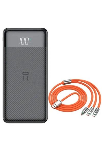 Express Powerbank Li-Po with LED Display, 10,000 mAh, 2 X USB, 1 X USB-C and Fast Charge Cable, 3-in-1, 120