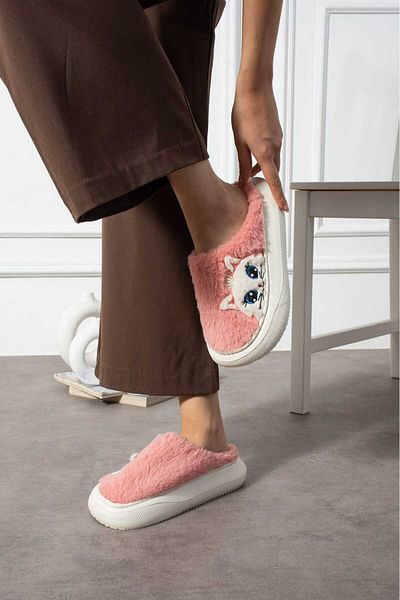 STOCON Women's Indoor Slippers with Cat Figure Plush Indoor Slippers Do Not Make Sound Sole Warm Stylish Design Stc1136