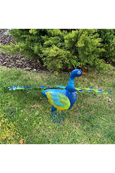 OEM Metal garden decoration Peacock with side tail 49x76x18 cm